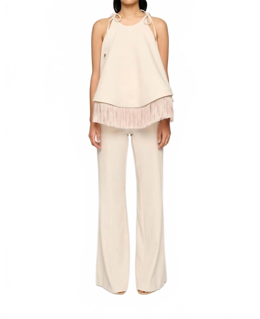 NEW CLEA bibi fringe hem top in parchment